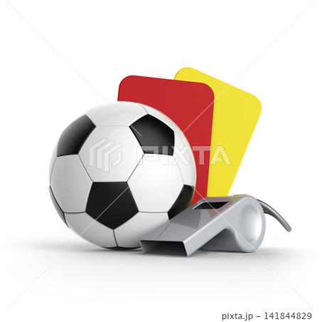 Soccer Ball with Red and Yellow Penalty Cards Soccer Ball with Red and Yellow Penalty Cards 141844829
