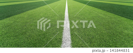 Green Grass Field with White Line Path Green Grass Field with White Line Path 141844831