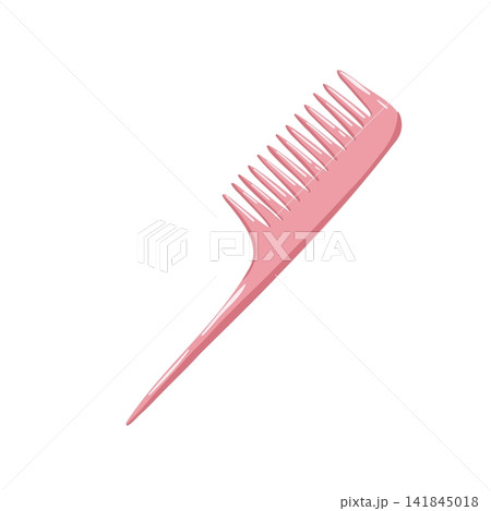 Hairbrush vector hand drawn illustration. Professional comb for hair styling. Rat-tail  and styling brush. Hairdresser, stylist and beauty salon tool. Isolated item on white background. 141845018