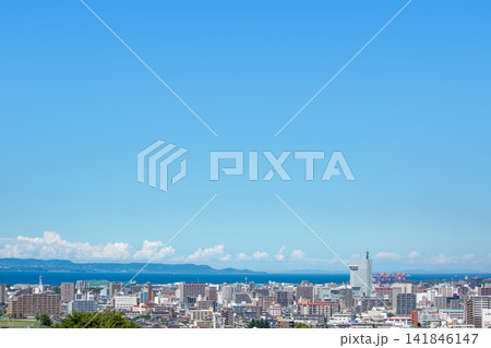 大分市街地と別府湾、国東半島の眺望 141846147