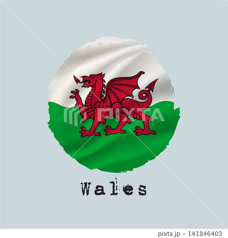 Wales flag created with circular brushstrokes. Wales flag created with circular brushstrokes. 141846403