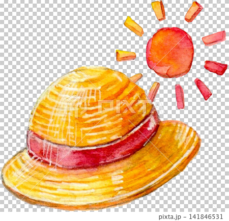 Straw hat and sun Straw hat and sun 141846531
