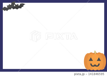 ハロウィンのカボチャとコウモリのシンプルなフレーム ハロウィンのカボチャとコウモリのシンプルなフレーム 141846595