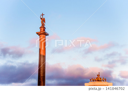 Saint Petersburg, Russia, Alexander Column on Palace Square Saint Petersburg, Russia, Alexander Column on Palace Square 141846702