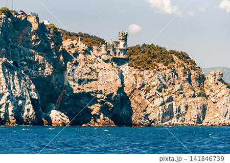 Yalta, Crimea, Swallow Nest Palace on cliff overlooking Black Sea Yalta, Crimea, Swallow Nest Palace on cliff overlooking Black Sea 141846739