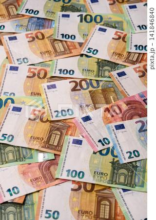 Paper cash euro as a means of payment and exchange in Europe. Euro banknotes Paper cash euro as a means of payment and exchange in Europe. Euro banknotes 141846840