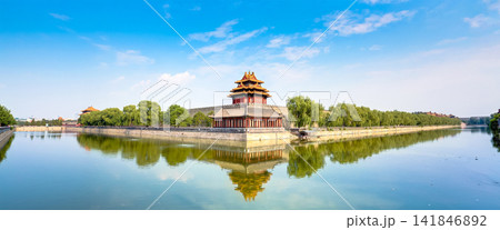 Forbidden City Corner Tower Reflected in Beijing Moat Forbidden City Corner Tower Reflected in Beijing Moat 141846892