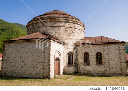 Old stone Muslim Islamic mosque architecture in small village in Azerbaijan Old stone Muslim Islamic mosque architecture in small village in Azerbaijan 141846988