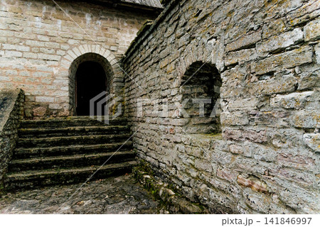 Ivangorod Fortress old town stone heritage fortification building, Russia 141846997