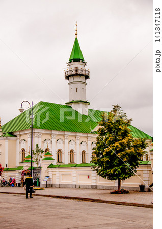 Kazan, Russia, Small muslim mosque one minaret in old part city Kazan, Russia, Small muslim mosque one minaret in old part city 141847118