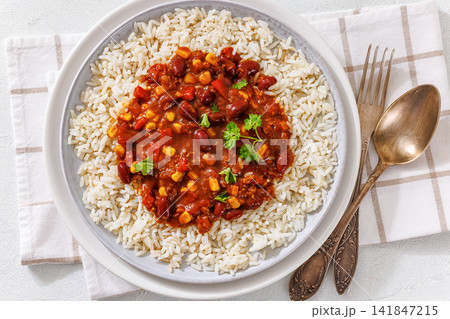 Cassoulet Vegetarian with Rice on a plate Cassoulet Vegetarian with Rice on a plate 141847215