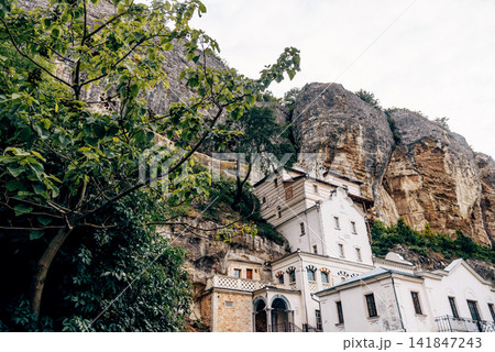 Old Christian Orthodox monastery church temple in mountain, Bakhchisaray, Crimea Old Christian Orthodox monastery church temple in mountain, Bakhchisaray, Crimea 141847243