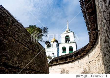 Holy Trinity Cathedral orthodox christianity temple in Pskov Kremlin, Russia 141847281
