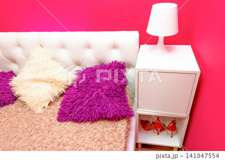 Style cozy bedroom interior details bed modern residential apartment flat home Style cozy bedroom interior details bed modern residential apartment flat home 141847554