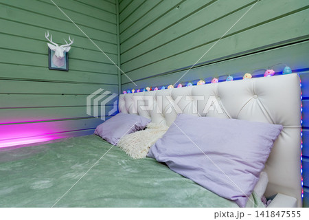 Style cozy bedroom interior details bed modern residential apartment flat home Style cozy bedroom interior details bed modern residential apartment flat home 141847555