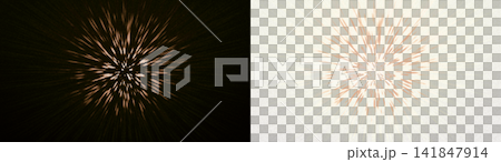 Golden light burst explosion hyperspace speed effect overlay PNG , isolated on transparent background 141847914