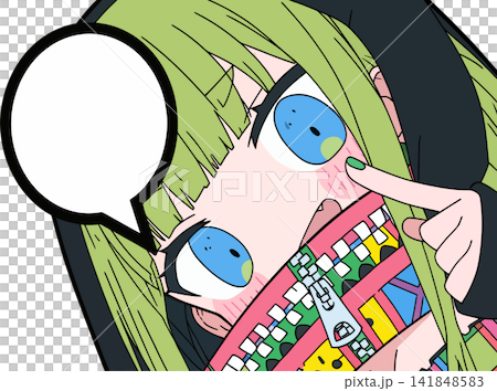 A close-up illustration of a young girl with a playful and slightly mischievous expression. A close-up illustration of a young girl with a playful and slightly mischievous expression. 141848583