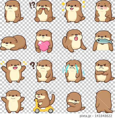 A collection of cute otter illustrations showcasing various expressions and activities. A collection of cute otter illustrations showcasing various expressions and activities. 141848622
