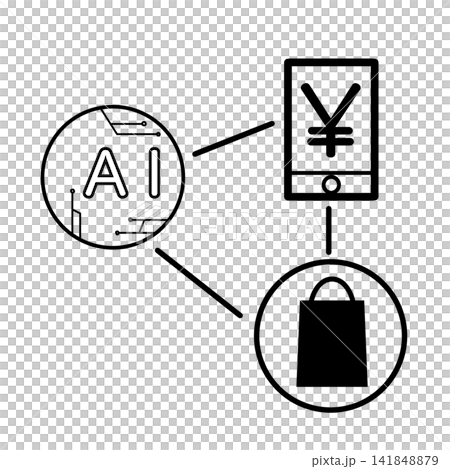 一張圖表展示了人工智慧、智慧型手機支付和購物之間的關係。 一張圖表展示了人工智慧、智慧型手機支付和購物之間的關係。 141848879