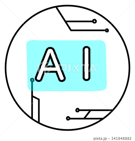 回路模様の円の中にAIの文字を配置したアイコン タグ 回路模様の円の中にAIの文字を配置したアイコン タグ 141848882