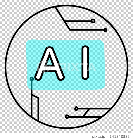 回路模様の円の中にAIの文字を配置したアイコン タグ 回路模様の円の中にAIの文字を配置したアイコン タグ 141848882