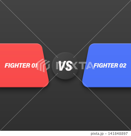 Versus Square Black Banner, Vector Illustration. Red vs Blue Fighter Comparison Label for Game Stream Overlay. Battle Screen, Tournament Match. Esports Design, Competition Concept Versus Square Black Banner, Vector Illustration. Red vs Blue Fighter Comparison Label for Game Stream Overlay. Battle Screen, Tournament Match. Esports Design, Competition Concept 141848897