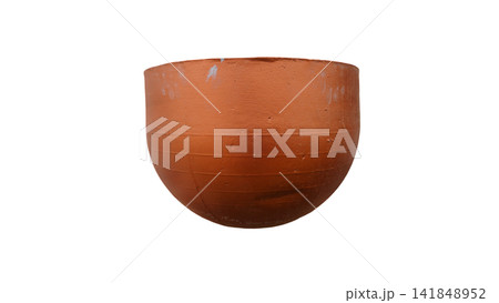 Classic rounded orange terracotta ceramic pot isolated on a white background, great for garden photography , nature concept Classic rounded orange terracotta ceramic pot isolated on a white background, great for garden photography , nature concept 141848952
