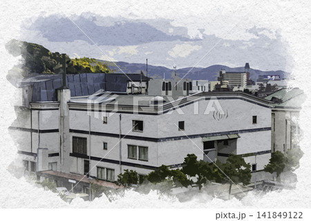 水彩画風 倉敷美観地区 倉敷公民館 岡山県倉敷市 水彩画風 倉敷美観地区 倉敷公民館 岡山県倉敷市 141849122