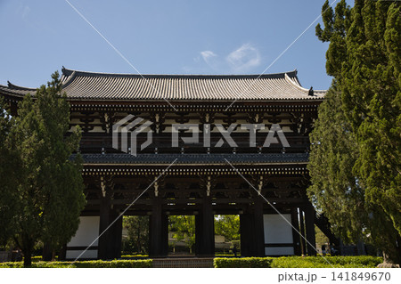 本堂（仏殿）から望む重厚な三門2 141849670