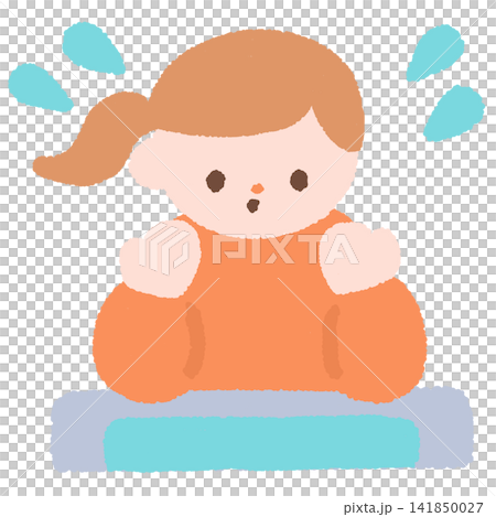 顔を洗う女の子のイラスト 顔を洗う女の子のイラスト 141850027