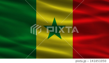 Senegalese flag with fabric texture. Realistic flag of Senegal waving Senegalese flag with fabric texture. Realistic flag of Senegal waving 141851050