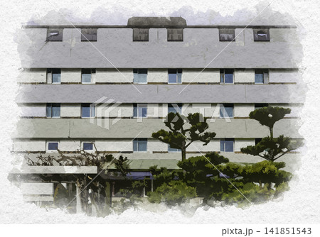 水彩画風 倉敷美観地区 倉敷国際ホテル 岡山県倉敷市 水彩画風 倉敷美観地区 倉敷国際ホテル 岡山県倉敷市 141851543
