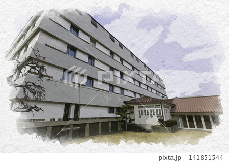水彩画風 倉敷美観地区 倉敷国際ホテル 岡山県倉敷市 水彩画風 倉敷美観地区 倉敷国際ホテル 岡山県倉敷市 141851544