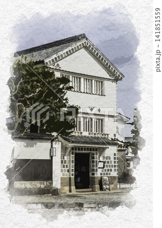 水彩画風 倉敷美観地区 倉敷考古館 岡山県倉敷市 水彩画風 倉敷美観地区 倉敷考古館 岡山県倉敷市 141851559