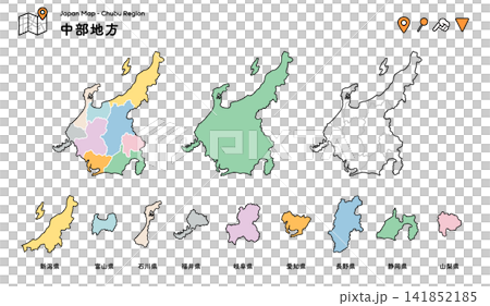 中部地區地圖 | 按都道府縣劃分 | 地方、旅遊和教育資料 中部地區地圖 | 按都道府縣劃分 | 地方、旅遊和教育資料 141852185