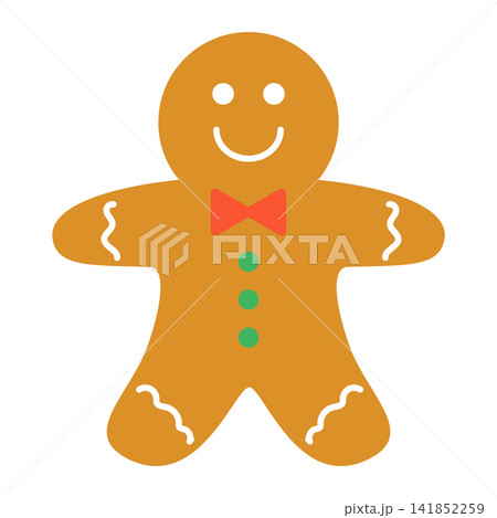 ジンジャーブレッドマンのイラスト かわいいクッキーのクリスマス素材 ジンジャーブレッドマンのイラスト かわいいクッキーのクリスマス素材 141852259