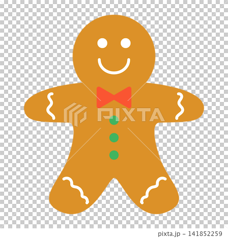 ジンジャーブレッドマンのイラスト かわいいクッキーのクリスマス素材 ジンジャーブレッドマンのイラスト かわいいクッキーのクリスマス素材 141852259