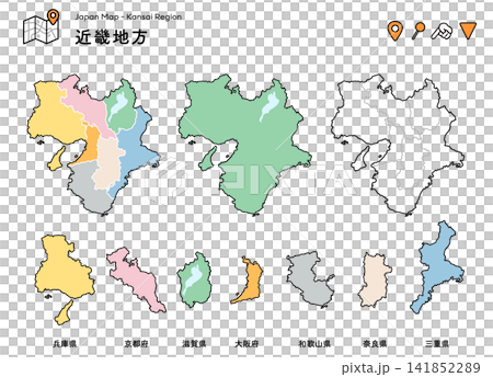 Map of the Kinki Region | Usable by Prefecture | Japan Archipelago, Tourism, Vector Materials Map of the Kinki Region | Usable by Prefecture | Japan Archipelago, Tourism, Vector Materials 141852289