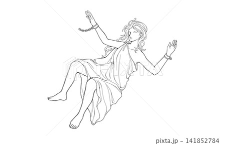 ギリシャ神話のアンドロメダの線画（線の中は白色で塗り潰し） 141852784