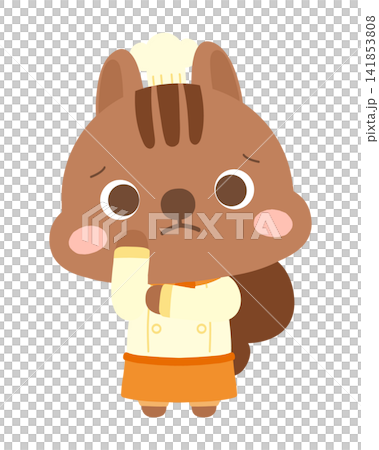 困った表情のパティシエりすのイラスト 141853808