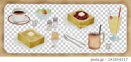 一組復古咖啡店菜單插圖。 141854317