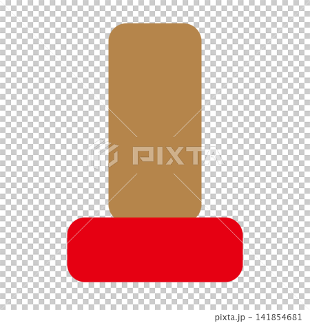 A seal with a wooden handle and a red seal face. A seal with a wooden handle and a red seal face. 141854681