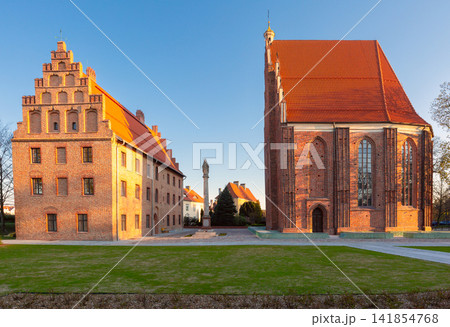 Gothic Church and Historic Brick Buildings on Cathedral Island in Poznan Poland Gothic Church and Historic Brick Buildings on Cathedral Island in Poznan Poland 141854768