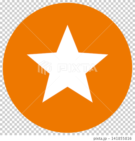 Star in a circle: White star in a yellow-red circle 141855816