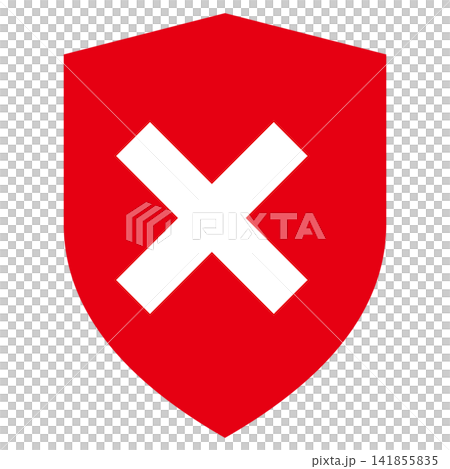 An X inside a shield A white X on a red shield An X inside a shield A white X on a red shield 141855835