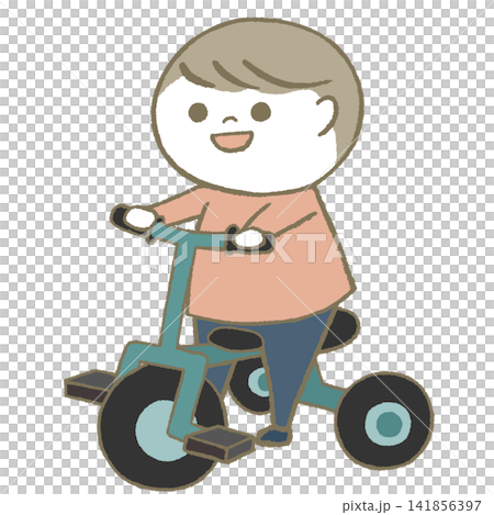 A child riding a tricycle 141856397