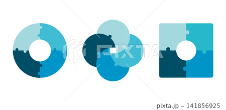 Infographic circle puzzle diagram set. Circular puzzle chart template 4 steps options. cycle diagram for business presentation, segmented concept. Infographic circle puzzle diagram set. Circular puzzle chart template 4 steps options. cycle diagram for business presentation, segmented concept. 141856925