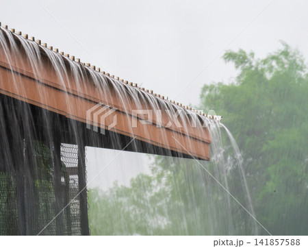 Rain bomb or Wet microburst intense rainfall over a short period because climate change. Rain Bomb cause flash flooding. 141857588