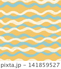 Seamless wavy stripe pattern with yellow, white, and blue soft brush strokes illustration. 141859527