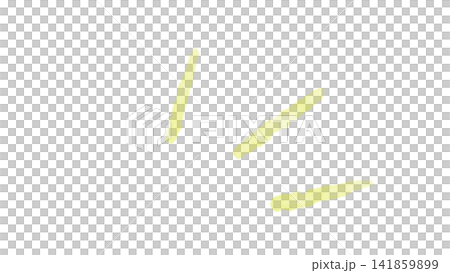 イエローの短いクレヨンタッチ線、手描きアクセントマーク素材 141859899